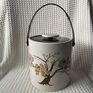 Vintage MCM Culver Ltd Insulated Ice Bucket With Tree Pattern